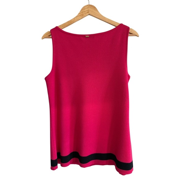 St John Knit Tank Top Pink Black Trim Sleeveless Boat Neck Women's Size S - Picture 12 of 12